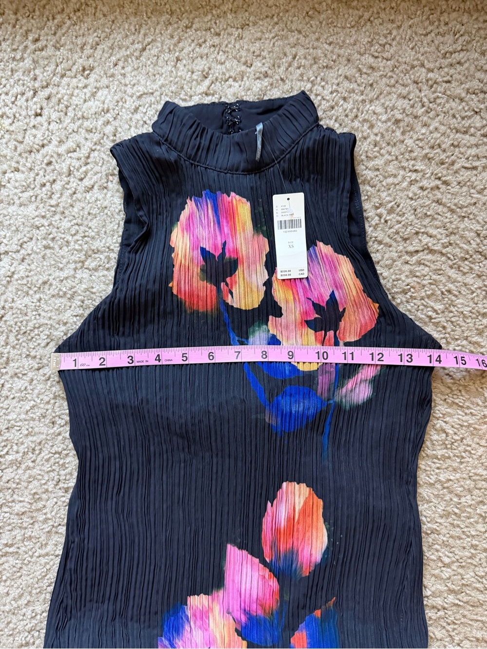 By Anthropologie Sleeveless Mock-Neck Plissé Midi Dress XS Wedding guest NWT - Picture 9 of 12